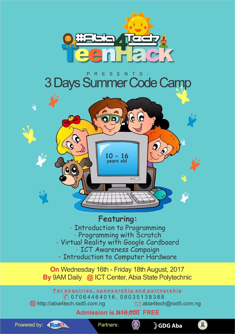 Abia4Tech TeenHack Summer Code Camp 2017 » RAD5 Tech Hub